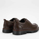 Men's LUASS leather shoes, dark brown lace-up with low heel and rubber sole