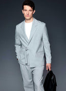 Men's Gray Belted Oversized Suit - OTE