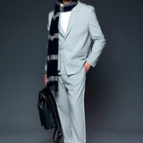 Men's Gray Belted Oversized Suit - OTE