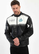 Men's Gray Biker Leather Jacket - BL