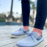 Men's gray espadrille shoes, lace-up canvas upper and jute sole