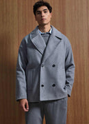 Pánský šedý oversized dvouřadý kabát - 0008