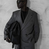 Men's Gray Oversized Suit - 0001