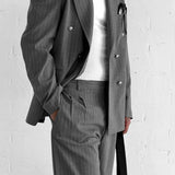 Men's Gray Pinstripe Oversized Suit - 0003