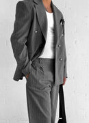 Men's Gray Pinstripe Oversized Suit - 0003