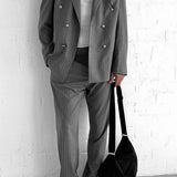 Men's Gray Pinstripe Oversized Suit - 0003