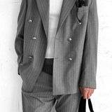 Men's Gray Pinstripe Oversized Suit - 0003