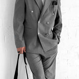 Men's Gray Pinstripe Oversized Suit - 0003