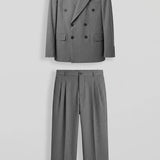 Men's Gray Pinstripe Oversized Suit - 0004