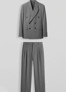 Men's Gray Pinstripe Oversized Suit - 0004