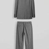 Men's Gray Pinstripe Oversized Suit - 0004