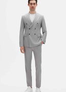 Men's Gray Striped Regular Fit Suit - DMT