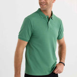 Men's Serin green polo shirt with ribbed collar and three-button placket