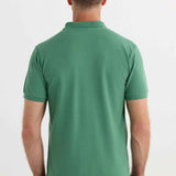 Men's Serin green polo shirt back view with short sleeves and collar
