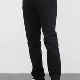 Men's black jeans, straight leg with belt loops and five-pocket styling