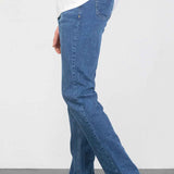 Light blue men's jeans, five-pocket with zip fly
