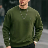 Men's crewneck sweatshirt with long sleeves, ribbed cuffs and hem, small chest logo