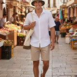 Men's Ritar bucket hat in dark olive, wide brim and soft drape.