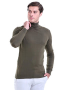 Men's Khaki Regular Fit Knit Sweater - HTU