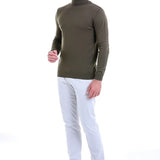 Men's Khaki Regular Fit Knit Sweater - HTU
