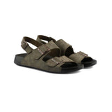 Men's RJ khaki sandals, olive open-toe slide with adjustable straps
