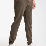 Khaki sweatpants with cuffed hem, drawstring waist and side pockets