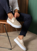 Men's Knit Beige Shoes - 2602