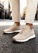 Men's Knit Beige Sneakers - 2409