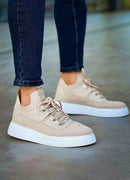 Men's Knit Beige Sneakers - 2425