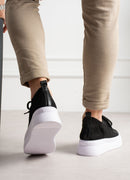 Men's Knit Black White Sneakers - 2601