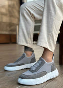 Men's Knit Gray Sneakers - 0911