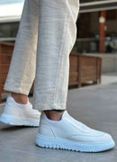 Men's Knit White Sneakers - 0911