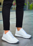 Men's Knit White Sneakers - 2409