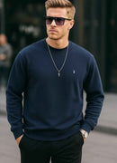 Men's Navy Blue Basic Sweatshirt - Michail