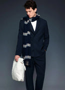 Men's Navy Blue Belted Oversized Suit - OTE
