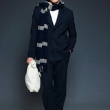 Men's Navy Blue Belted Oversized Suit - OTE