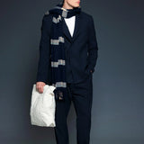 Men's Navy Blue Belted Oversized Suit - OTE