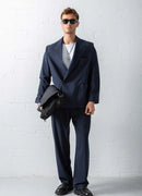Men's Navy Blue Oversized Suit - 0001