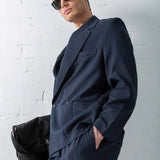 Men's Navy Blue Oversized Suit - 0001