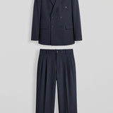 Men's Navy Blue Oversized Suit - 0005