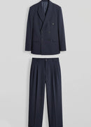 Men's Navy Blue Oversized Suit - 0005