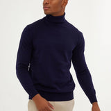 Men's Navy Blue Regular Fit Knit Sweater - HTU