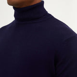 Men's Navy Blue Regular Fit Knit Sweater - HTU