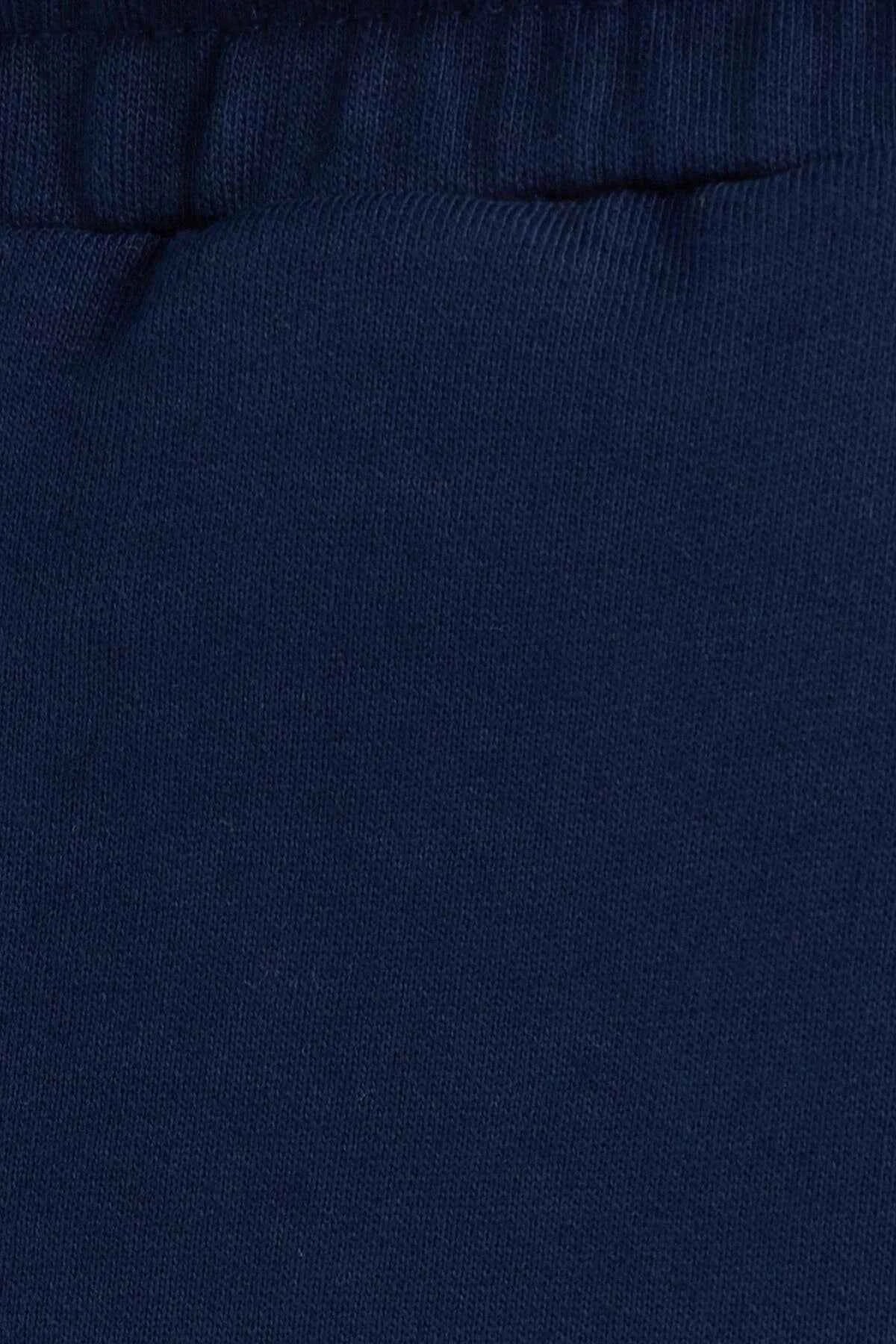 Navy blue shorts fabric texture close-up
