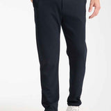 Men's Kaphone dark navy sweatpants with drawstring waist, relaxed straight legs, cuffed hem