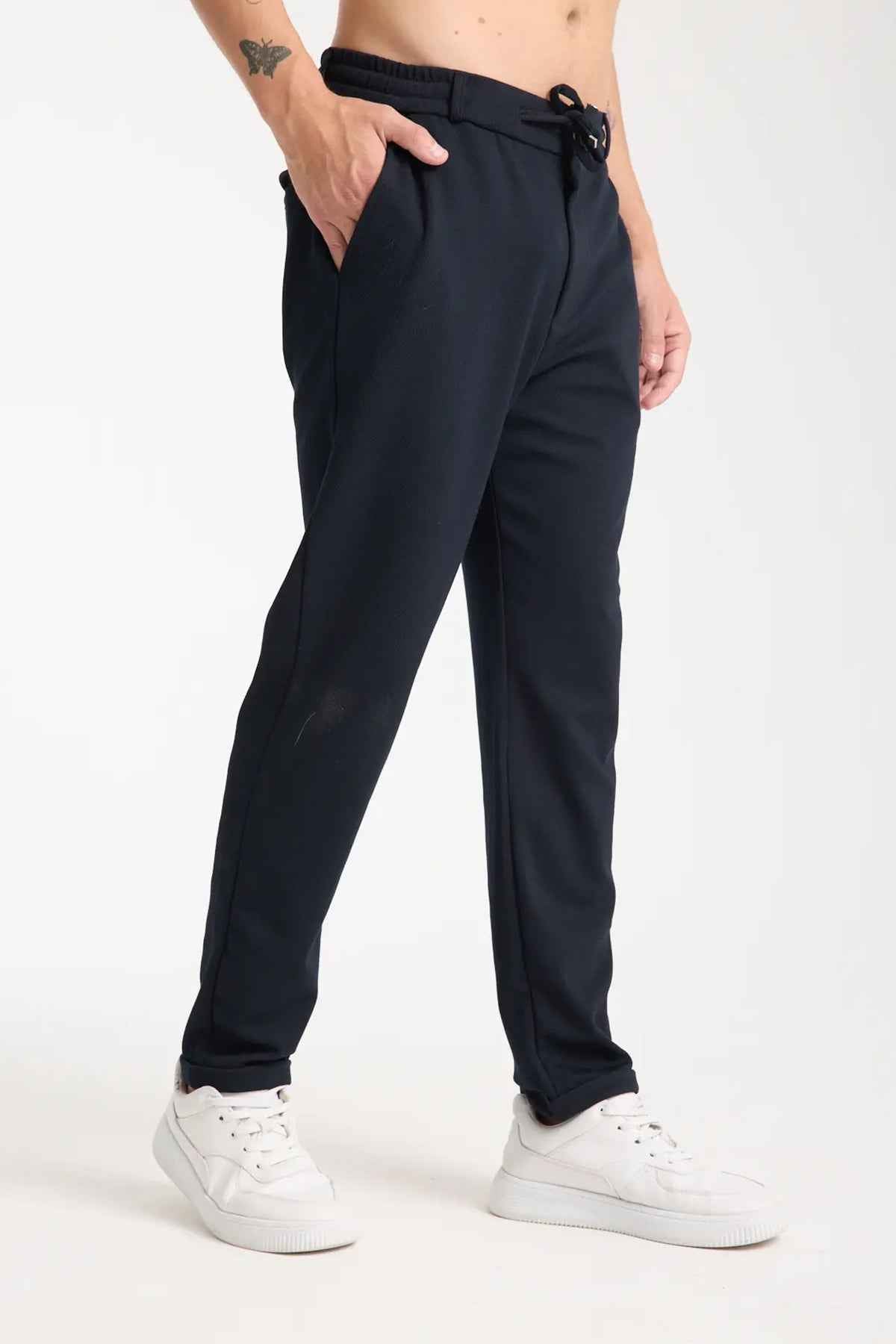 Men's Kaphone dark navy sweatpants with drawstring waist and side pockets