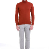 Men's Orange Regular Fit Knit Sweater - HTU