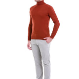 Men's Orange Regular Fit Knit Sweater - HTU