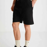 Black bermuda shorts detail, drawstring waist and front pockets