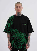 Men's Striped Oversize Black Green T-Shirt - Macstrar